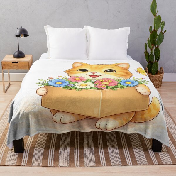 Item preview, Cute Cat Holding Flower Box – Wholesome Kawaii Kitten Illustration | Floral Cat Art designed and sold by Furfolkz.