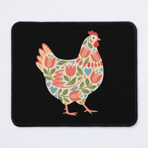 Item preview, Tulip Chicken with Blue Hearts – Scandinavian Folk Art by heidiannemorris © designed and sold by FOLK ART FUSION by heidiannemorris.