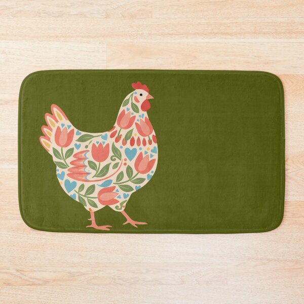 Item preview, Tulip Chicken with Blue Hearts – Scandinavian Folk Art by heidiannemorris © designed and sold by FOLK ART FUSION by heidiannemorris.