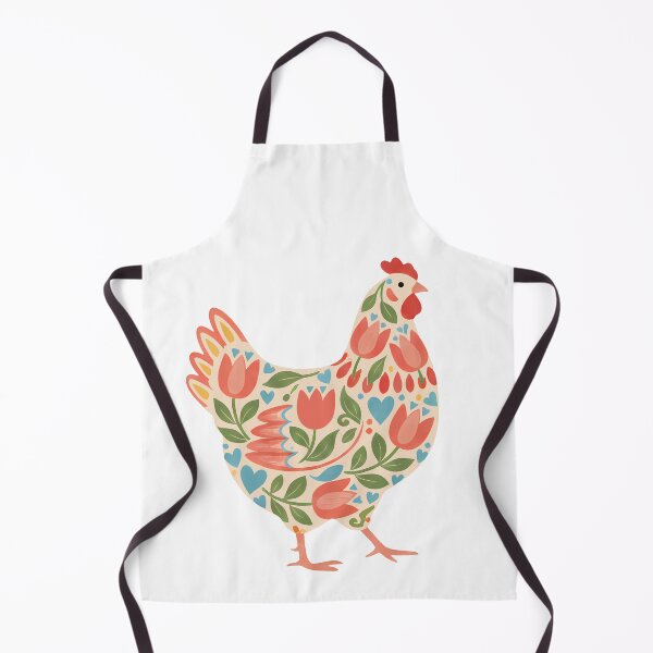 Item preview, Tulip Chicken with Blue Hearts – Scandinavian Folk Art by heidiannemorris © designed and sold by FOLK ART FUSION by heidiannemorris.