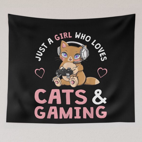 Item preview,  Just A Girl Who Loves Cats and Gaming Cute Gamer Cat designed and sold by JohnBrightIdeas.