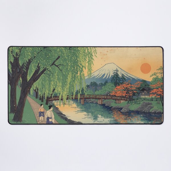 Item preview, Japanese Ukiyo-e Woodblock Print Summer Riverside Willow Trees Fireflies Edo Period Traditional Art designed and sold by Vandy Fullam.