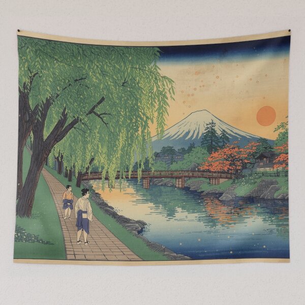 Item preview, Japanese Ukiyo-e Woodblock Print Summer Riverside Willow Trees Fireflies Edo Period Traditional Art designed and sold by Vandy Fullam.