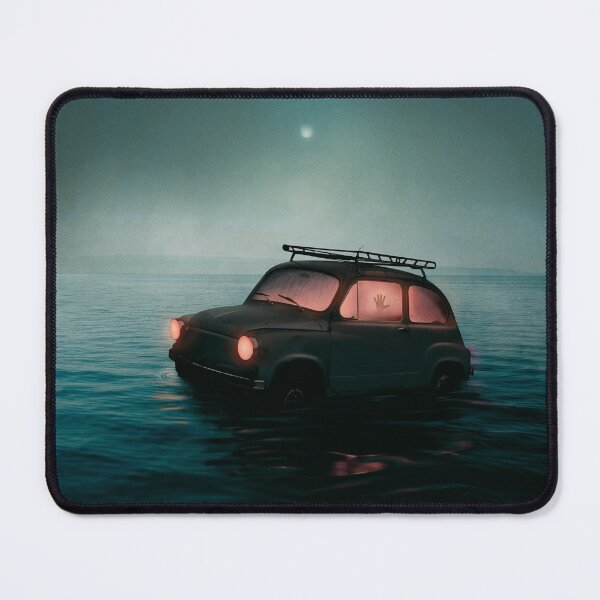 Item preview, Lone car in the ocean – Surreal night by the sea designed and sold by Mauswohn.