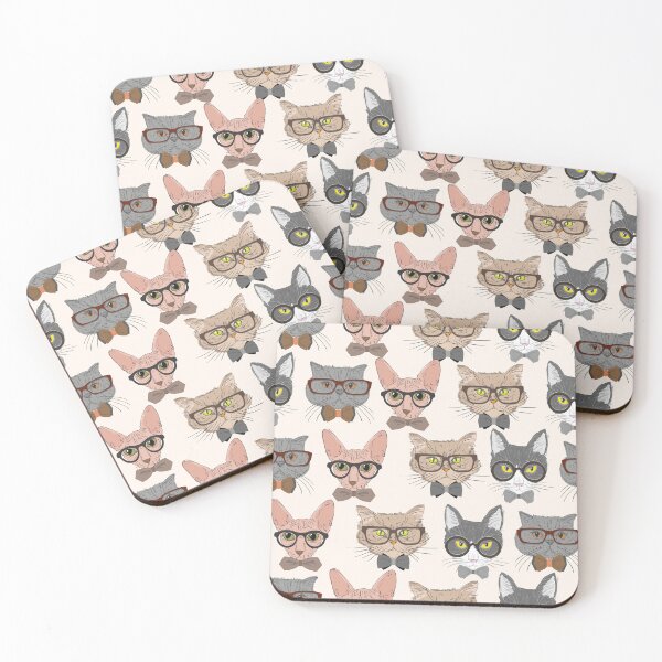 Item preview, Smart cats with glasses – hipster cat pattern design designed and sold by Mauswohn.