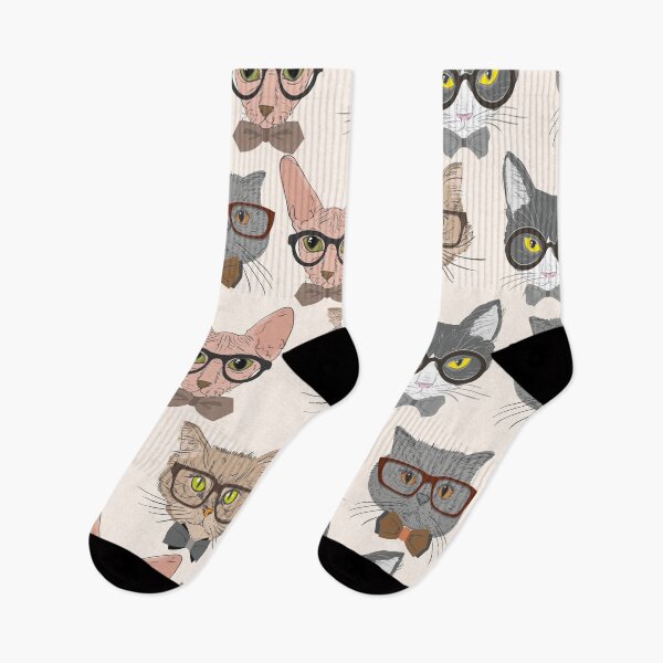 Item preview, Smart cats with glasses – hipster cat pattern design designed and sold by Mauswohn.
