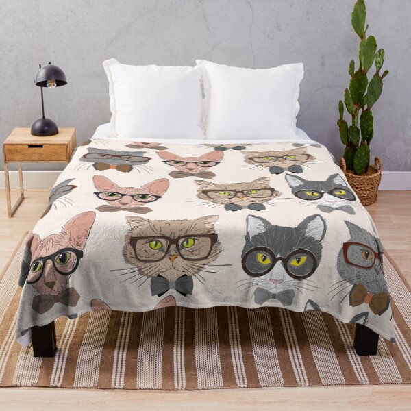 Item preview, Smart cats with glasses – hipster cat pattern design designed and sold by Mauswohn.
