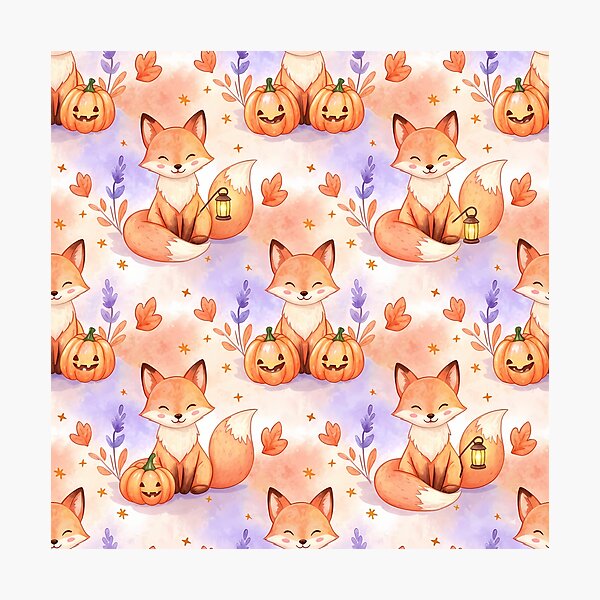 Item preview, Lantern Foxes & Pumpkin Whimsy – Autumn Woodland Pattern designed and sold by meesub.