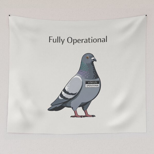Item preview, Fully Operational Pigeon Minimalist Humor Design designed and sold by Ombrya.