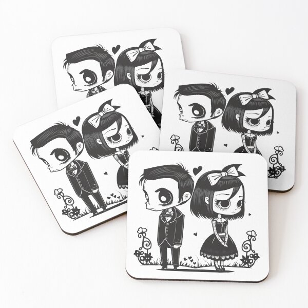 Item preview, Silent Hearts – Emo Gothic Valentine Couple designed and sold by TheInkRaven.