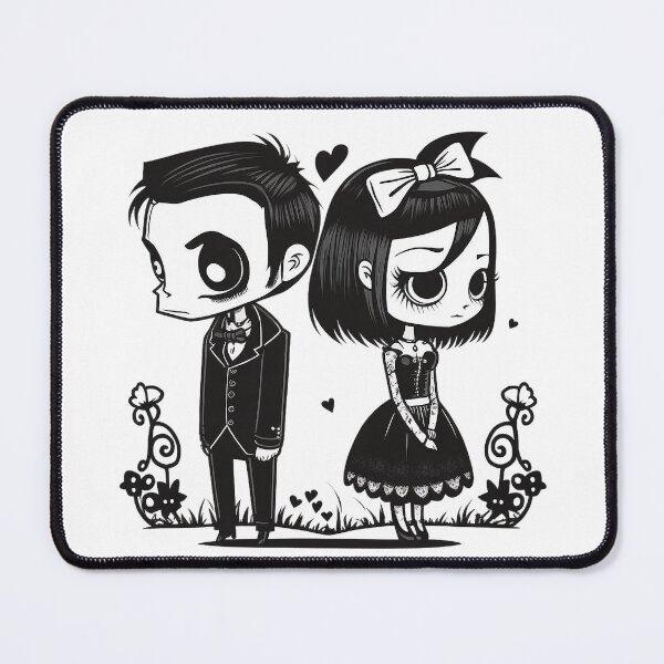 Item preview, Silent Hearts – Emo Gothic Valentine Couple designed and sold by TheInkRaven.