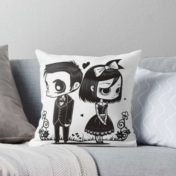 Item preview, Silent Hearts – Emo Gothic Valentine Couple designed and sold by TheInkRaven.