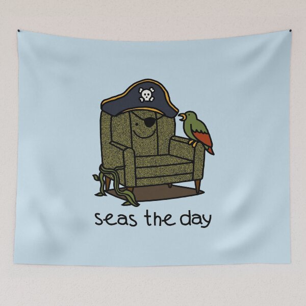 Item preview, Puns Pirate Captains Chair says Seas the Day designed and sold by ellenhenry.