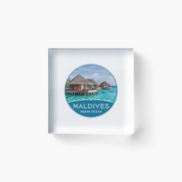 Item preview,  Maldives Indian Ocean Paradise Travel Sticker with Overwater Bungalows designed and sold by Blurbean.