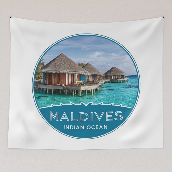 Item preview,  Maldives Indian Ocean Paradise Travel Sticker with Overwater Bungalows designed and sold by Blurbean.