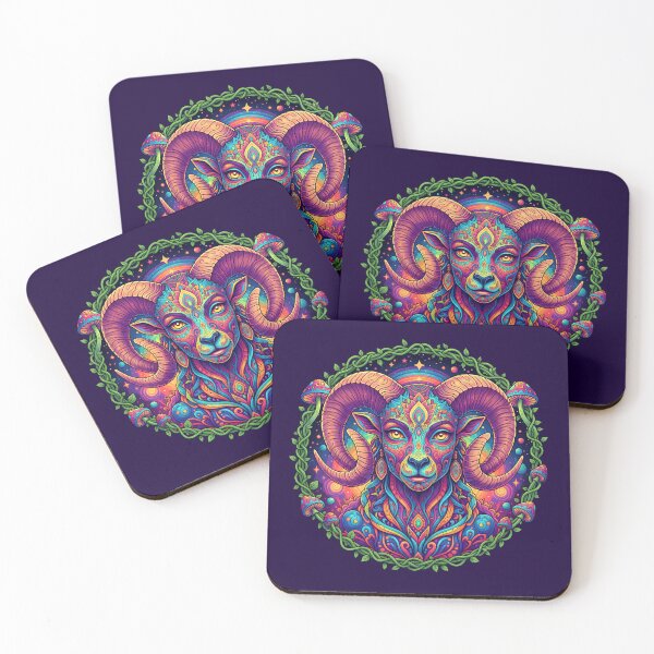 Item preview, Zodiac sign Art Print - Psychedelic female Aries designed and sold by Mindwork Creative Arts.