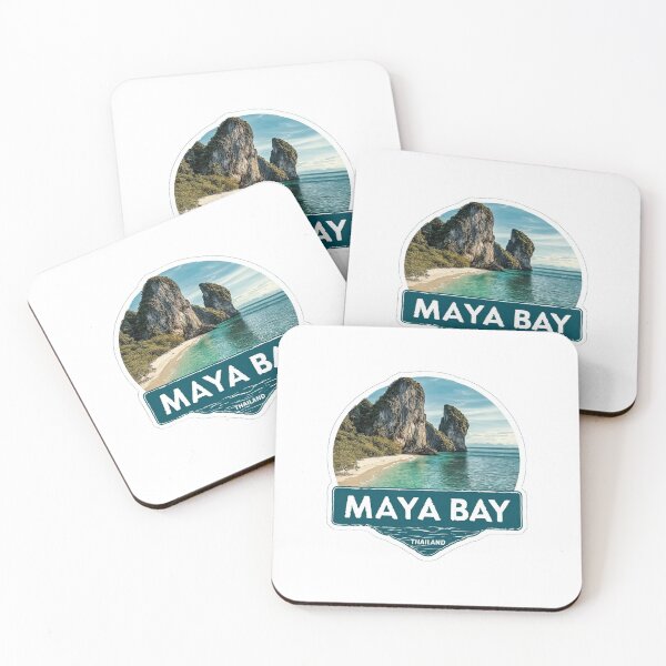 Item preview, Maya Bay Thailand Tropical Beach Paradise with Limestone Cliffs Sticker designed and sold by Blurbean.
