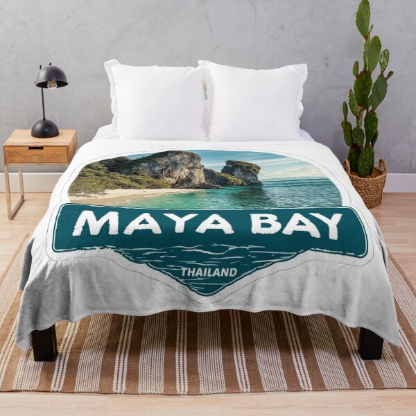 Item preview, Maya Bay Thailand Tropical Beach Paradise with Limestone Cliffs Sticker designed and sold by Blurbean.