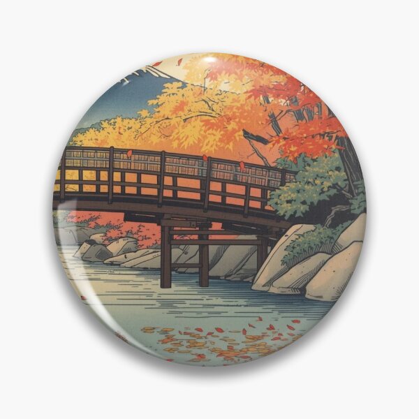 Item preview, Japanese Ukiyo-e Woodblock Print Autumn Momiji Maple Trees Red Orange Golden Foliage Edo Period Traditional Art designed and sold by Vandy Fullam.