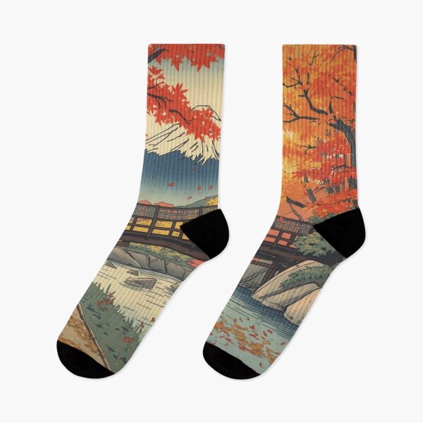 Item preview, Japanese Ukiyo-e Woodblock Print Autumn Momiji Maple Trees Red Orange Golden Foliage Edo Period Traditional Art designed and sold by Vandy Fullam.