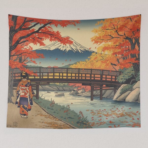 Item preview, Japanese Ukiyo-e Woodblock Print Autumn Momiji Maple Trees Red Orange Golden Foliage Edo Period Traditional Art designed and sold by Vandy Fullam.