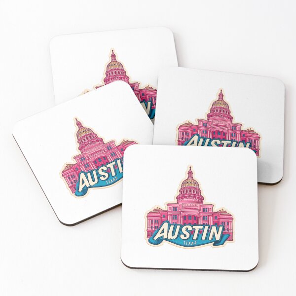 Item preview, Austin Texas State Capitol Building Pink Vintage Travel Sticker Design designed and sold by Blurbean.