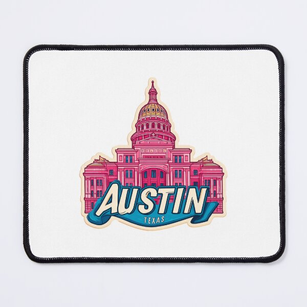 Item preview, Austin Texas State Capitol Building Pink Vintage Travel Sticker Design designed and sold by Blurbean.