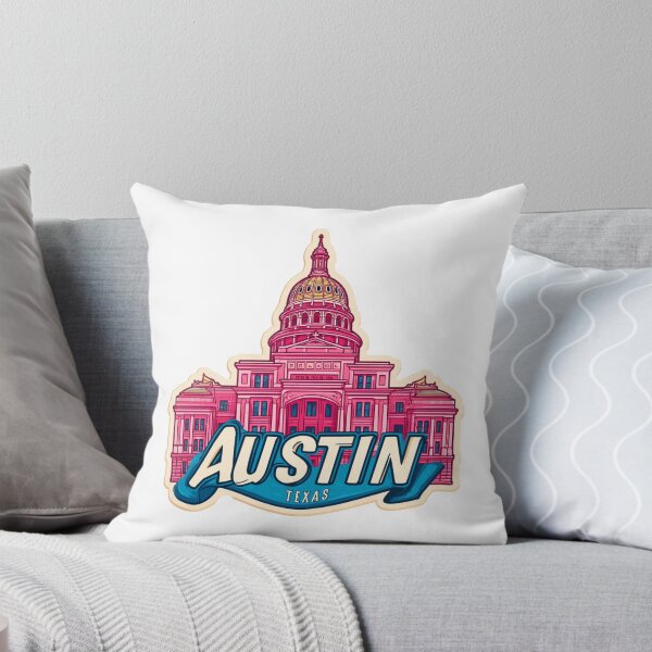 Item preview, Austin Texas State Capitol Building Pink Vintage Travel Sticker Design designed and sold by Blurbean.