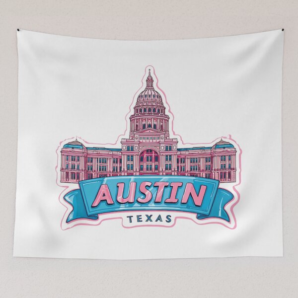 Item preview, Austin Texas State Capitol Vintage Pink Travel Postcard Style Sticker designed and sold by Blurbean.