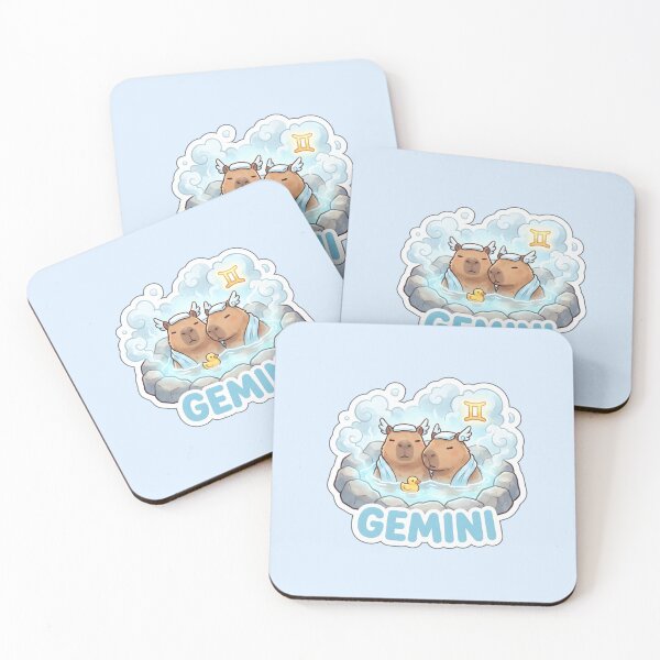 Item preview, Zodiac Capybara Gemini – Twin Capybara Onsen Cute Zodiac Sticker designed and sold by Nuist25.