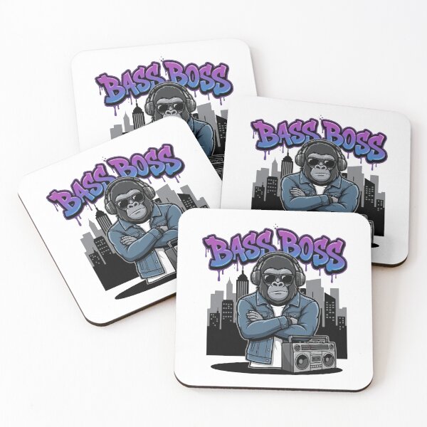 Item preview, Cool Gorilla "Bass Boss" Urban T-Shirt Design with Boombox, Sunglasses, and Graffiti Cityscape designed and sold by Lens Light Visuals.