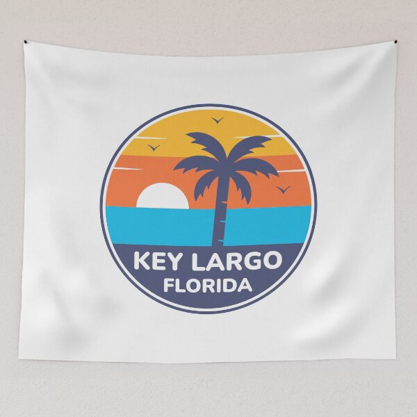 Item preview, Key Largo Florida - Retro Sunset Palm Tree Tropical Vacation designed and sold by Shape Snip Studio.