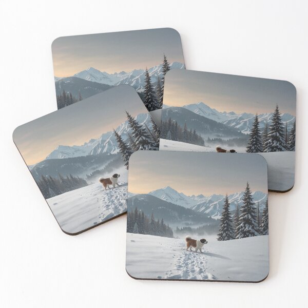 Item preview, St Bernard in Winter Landscape Art designed and sold by NeatThingLover.