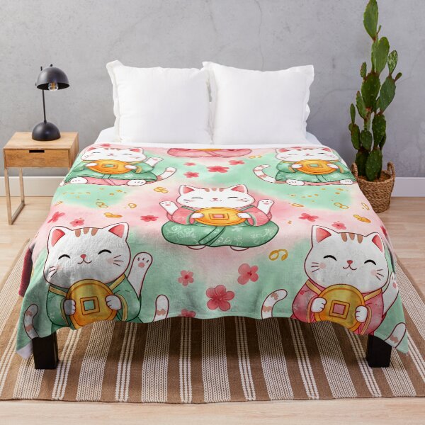Item preview, Lucky Charm Cats – Prosperity in Pastel Pattern designed and sold by meesub.