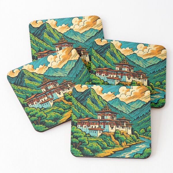 Item preview, Bhutan landscape | Comics style - Cartoon designed and sold by ComicsFactory.
