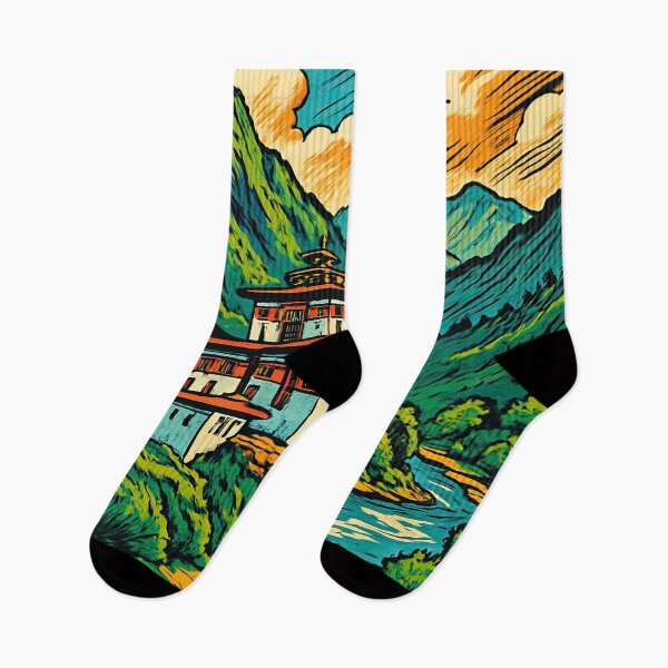 Item preview, Bhutan landscape | Comics style - Cartoon designed and sold by ComicsFactory.