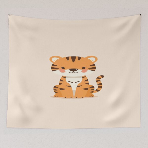 Item preview, Cute Illustrated Tiger in Soft Orange Pastels designed and sold by mari0n980.