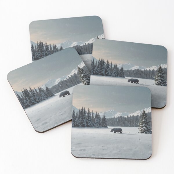 Item preview, Hippo in Winter Landscape Art designed and sold by NeatThingLover.