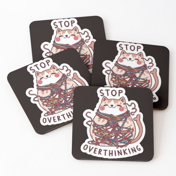 Item preview, Funny Cat Stop Overthinking - Mental Health Awareness Sticker designed and sold by The Prompted Soul.