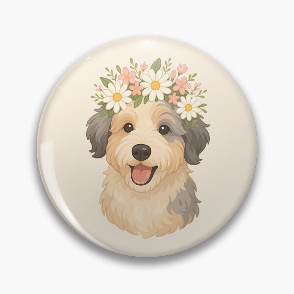 Item preview, Flower Crown Aussie Doodle - Cute Boho Floral Puppy Portrait designed and sold by Balasan.