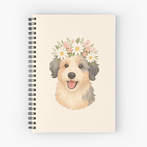 Item preview, Flower Crown Aussie Doodle - Cute Boho Floral Puppy Portrait designed and sold by Balasan.