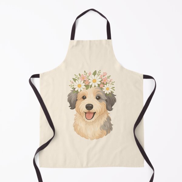 Item preview, Flower Crown Aussie Doodle - Cute Boho Floral Puppy Portrait designed and sold by Balasan.