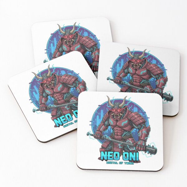 Item preview, Neo Oni – Digital Demon of Tokyo | Cyberpunk Japanese Oni Warrior Art designed and sold by Gurjeetpixelart.