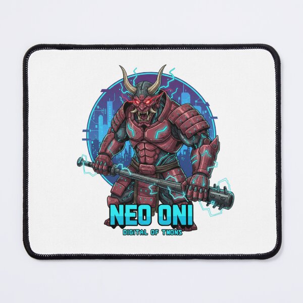 Item preview, Neo Oni – Digital Demon of Tokyo | Cyberpunk Japanese Oni Warrior Art designed and sold by Gurjeetpixelart.