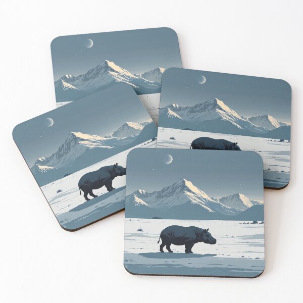 Item preview, Minimal Winter Hippo Art  designed and sold by NeatThingLover.