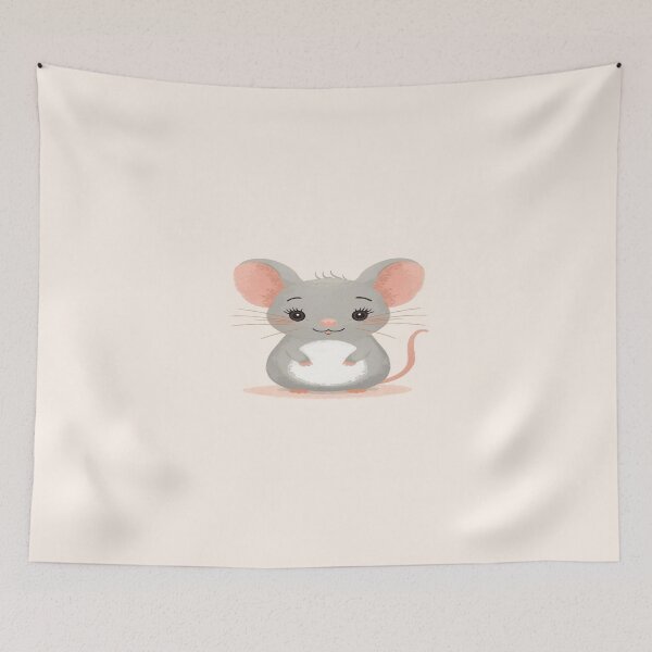 Item preview, Cute Illustrated Mouse in Soft Gray and Pink Pastels designed and sold by mari0n980.