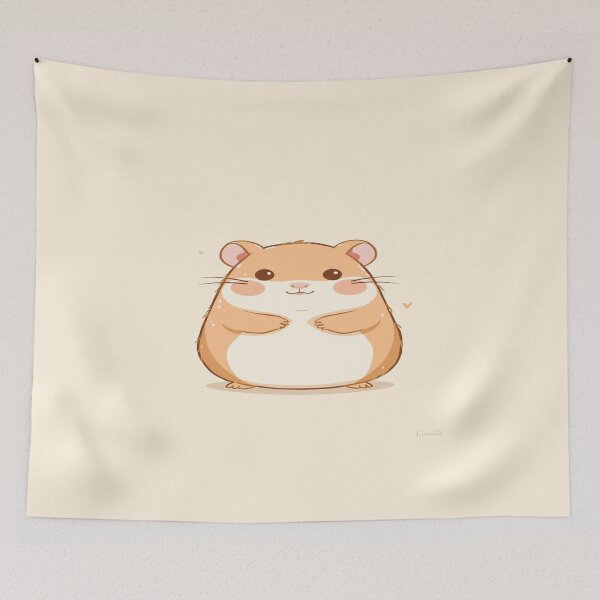 Item preview, Cute Illustrated Hamster in Soft Beige and Cream Pastels designed and sold by mari0n980.