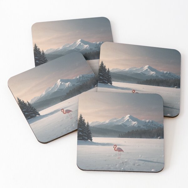 Item preview, Flamingo in Mountain Winter designed and sold by NeatThingLover.