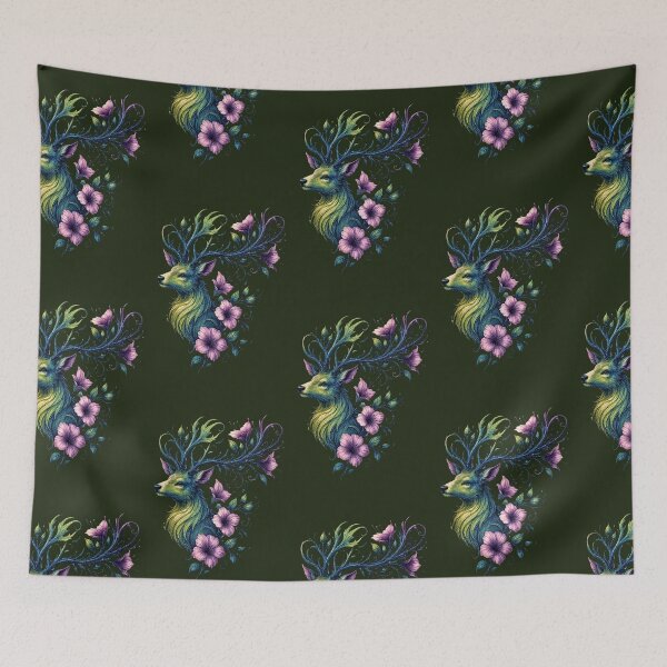Item preview, Mystic Floral Deer – Enchanted Stag Illustration designed and sold by IsyLaneDesign.
