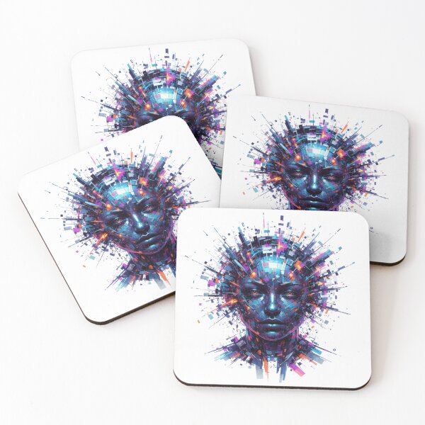 Item preview, Digital Awakening | Abstract Cyberpunk AI Face Art designed and sold by Gurjeetpixelart.